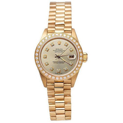 Rolex Horloge met Champagne Diamanten Wijzerplaat President Stijl YG Diamanten Lunette