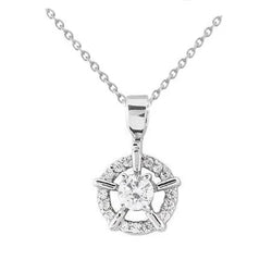 Cirkel Hanger Ketting 1,75 Ct. Rond Geslepen Echt Diamanten Wit Goud 14K