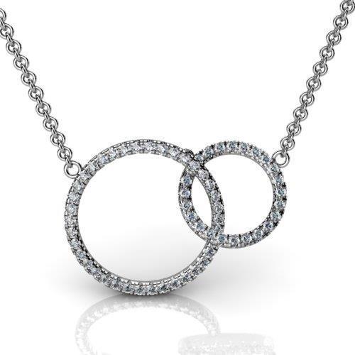 Cirkel Hanger Ketting 5 Karaat Ronde Geslepen Echt Diamanten Wit Goud 14K