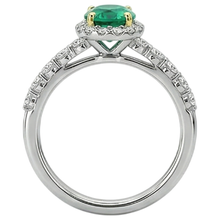 Afbeelding in Gallery-weergave laden, Smaragd Ovaal Gekleurde Steen Ring in Bicolor 14K Goud – achteraanzicht
