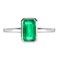 14K Witgoud Kraagzetting Smaragd Edelsteen Ring 2 karaat