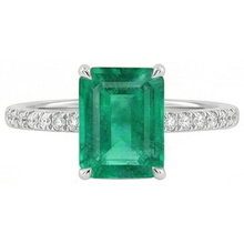 Afbeelding in Gallery-weergave laden, Colombiaanse Emerald &amp; Diamond 3.60 Karaat Edelsteen Ring Wit Goud 14K
