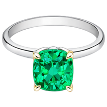 Afbeelding in Gallery-weergave laden, Smaragd Gekleurde Steen Ring 3,50-karaat Bicolor 14K Goud – profielaanzicht

