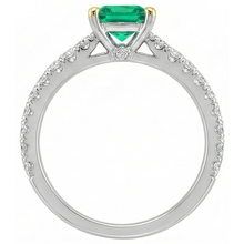 Afbeelding in Gallery-weergave laden, Colombiaanse Smaragd Edelsteen Ring 2-karaat Bicolor 14K Goud – profielaanzicht
