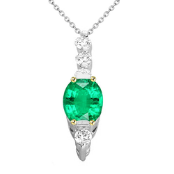GIA Gekeurd Smaragd Edelsteen Hanger 1 karaat – Bicolor 14K Goud