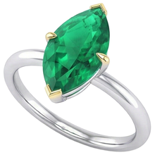 Afbeelding in Gallery-weergave laden, Colombiaanse Smaragd Gekleurde Steen Ring 3 karaat Bicolor 14K Goud – zijaanzicht
