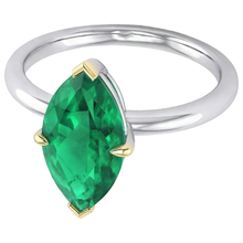 Afbeelding in Gallery-weergave laden, Gekleurde Steen Ring Bicolor 14K Goud met Colombiaanse Smaragd – hoekaanzicht
