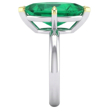 Afbeelding in Gallery-weergave laden, Marquise Colombiaanse Smaragd ring in Bicolor 14K Goud – bovenaanzicht
