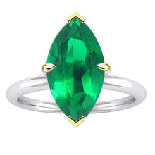 Afbeelding in Gallery-weergave laden, Colombiaanse Smaragd Gekleurde Steen Ring 3 karaat Bicolor 14K Goud – hoofdaanzicht
