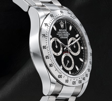 Afbeelding in Gallery-weergave laden, Rolex Cosmograph Daytona 116520 40mm Roestvrij Staal Horloge met Zwarte Wijzerplaat
