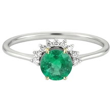 Afbeelding in Gallery-weergave laden, Smaragd Edelsteen Ring 2-karaat Bicolor 14K Goud – vooraanzicht
