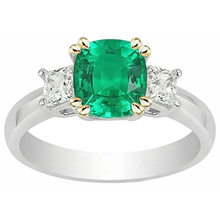 Afbeelding in Gallery-weergave laden, Fijne Smaragd Gekleurde Steen Ring 3,50 karaat Bicolor 14K Goud – vooraanzicht
