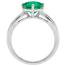 Afbeelding in Gallery-weergave laden, Smaragd Edelsteen Ring 1 karaat Bicolor 14K Goud – bovenaanzicht
