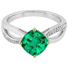 Afbeelding in Gallery-weergave laden, Smaragd Edelsteen Ring 1-karaat Bicolor 14K Goud – vooraanzicht
