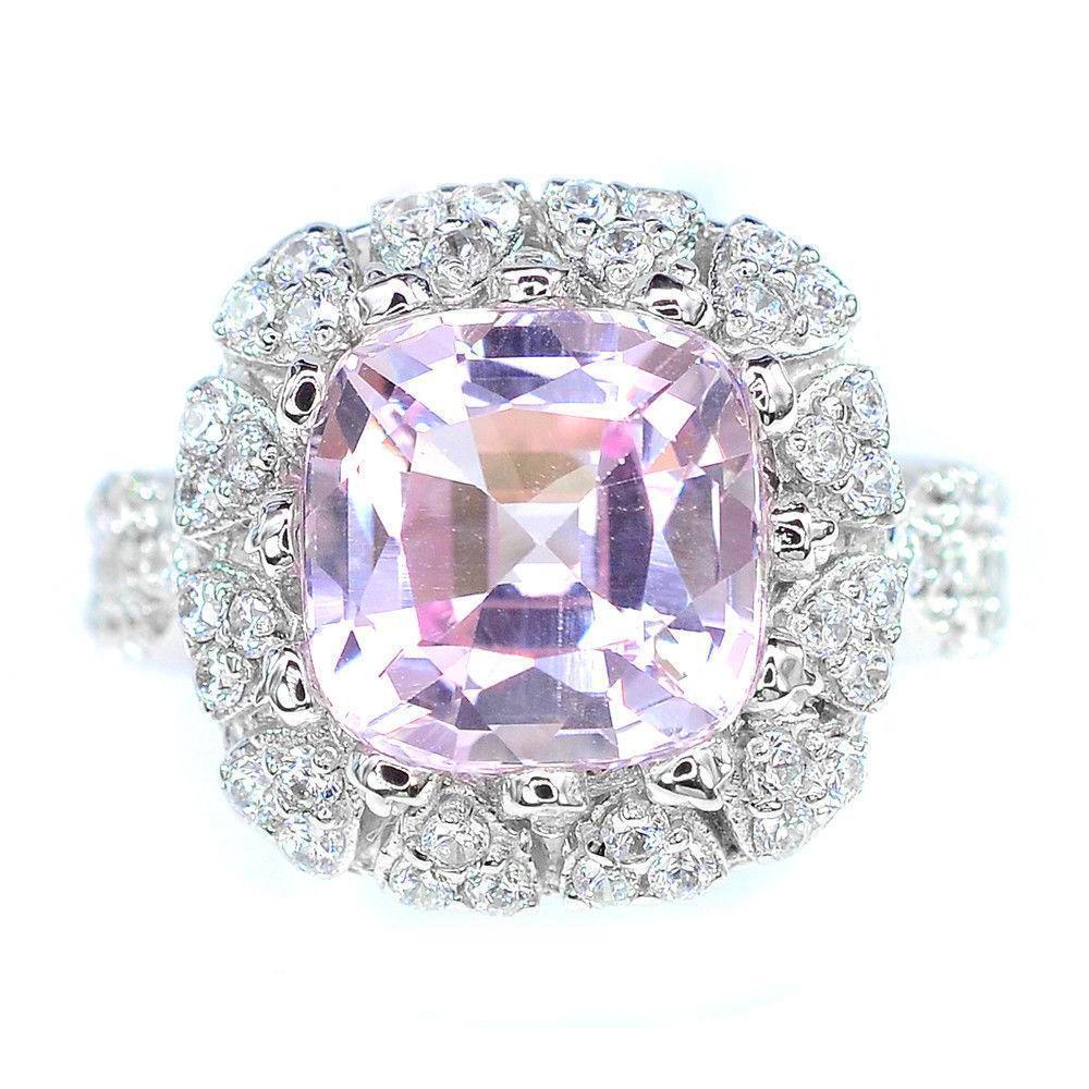 Cushion geslepen Kunziet diamanten ring wit goud 14K 16,50 ct.
