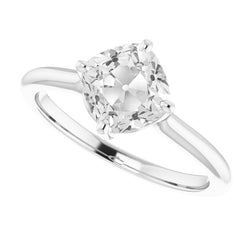 Old Mine Slijpvorm Diamant Solitaire Ring 5 karaat – 14K Witgoud