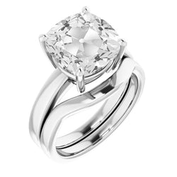 Uit de aarde gewonnen Antiek Cushion Fijne Diamant Aanzoek Ring