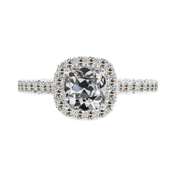 Cushion Slijpvorm Briljant Halo Ring in 14K Witgoud – 3 karaat