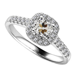 Glanzend Old Mine Slijpvorm Diamant Halo Verlovingsring – 4,50
