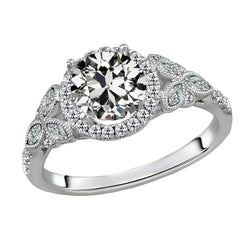 Halo Zetting Ring 14K Witgoud – Diamant Old Mine Slijpvorm 2