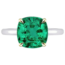 Afbeelding in Gallery-weergave laden, Edelsteen Ring Bicolor 14K Goud met Smaragd – vooraanzicht
