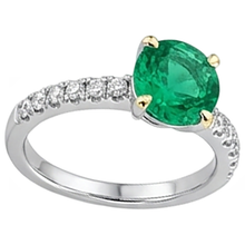 Afbeelding in Gallery-weergave laden, Edelsteen Ring Bicolor 14K Goud met Smaragd – hoekaanzicht
