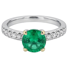 Afbeelding in Gallery-weergave laden, Edelsteen Ring Bicolor 14K Goud met Smaragd – vooraanzicht
