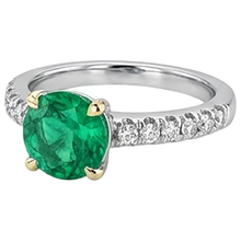 Afbeelding in Gallery-weergave laden, Smaragd Edelsteen Ring 1,50-karaat Bicolor 14K Goud – profielaanzicht
