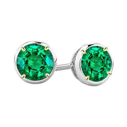 Smaragd Gemstone Earring 1,50 karaat F/VS1 – Tweekleurig 14K Goud