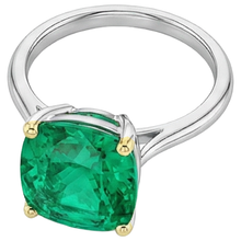 Afbeelding in Gallery-weergave laden, Cushion Slijpvorm Smaragd ring in Tweekleurig 14K Goud – zijaanzicht

