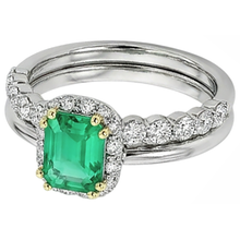Afbeelding in Gallery-weergave laden, Smaragd Sieraadsteen Ring 2-karaat Bicolor 14K Goud – hoekaanzicht
