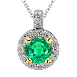 Geraffineerd Pavé Smaragd Steen Halsketting – 3 karaat Bicolor