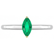 Afbeelding in Gallery-weergave laden, Colombiaanse Smaragd Marquise Gekleurde Steen Ring in Tweekleurig 14K Goud – profielaanzicht
