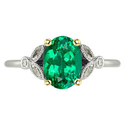 Premium Vintage Fijne Smaragd Sieraadsteen Ring – 2 karaat 14
