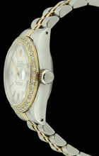 Afbeelding in Gallery-weergave laden, diamanten rand dame Rolex Datumjust horloge tweekleurige jubileumarmband
