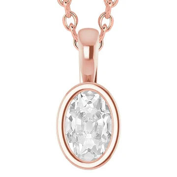 Dame's Echt Diamanten Hanger Dia 4,50 Karaat Bezel Ovale Oude Geslepen Sieraden