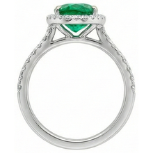 Afbeelding in Gallery-weergave laden, Damesring 5.25 Karaat Groene Smaragd GIA en Natuurlijke uit de aarde gewonnen Diamant Ring Witgoud 14K
