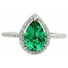 Afbeelding in Gallery-weergave laden, Damesring 5.25 Karaat Groene Smaragd GIA en Natuurlijke uit de aarde gewonnen Diamant Ring Witgoud 14K
