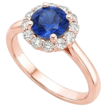 Afbeelding in Gallery-weergave laden, Dames Diamant Halo Ring Bloem Stijl Blauwe Saffier 3 Karaat Rose Goud
