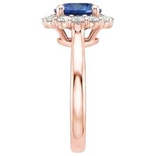 Afbeelding in Gallery-weergave laden, Dames Diamant Halo Ring Bloem Stijl Blauwe Saffier 3 Karaat Rose Goud
