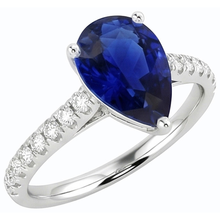 Afbeelding in Gallery-weergave laden, echte round saffier 4karaat ring vooraanzicht
