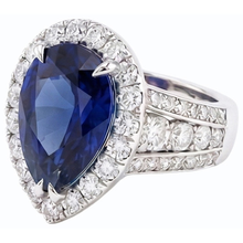 Afbeelding in Gallery-weergave laden, Dames Halo Blauwe Saffier Trouwring Set &amp; Diamanten 6 Karaat
