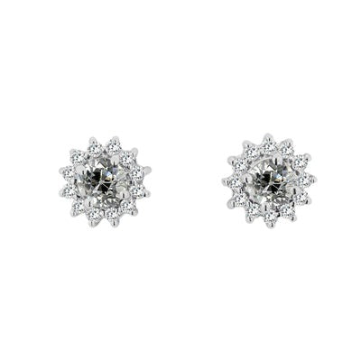 Dame's Halo Echt Diamant Studs Round Oude mijn gesneden sterstijl 4 karaat