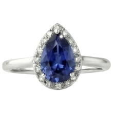 Afbeelding in Gallery-weergave laden, Dames Halo Ring Pear Cut Ceylon Sapphire 2,50 Karaat Wit Goud 14K
