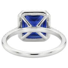 Afbeelding in Gallery-weergave laden, Dames Halo Ring Prinses Blauwe Saffier Met Pavé Natuurlijke uit de aarde gewonnen Diamanten 5.50 Karaat

