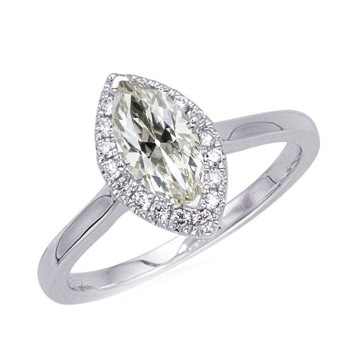 Dames Halo Ring Rond & Marquise Echt Old Mine Cut Diamond 4.50 karaat