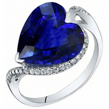 Afbeelding in Gallery-weergave laden, IGI GECERTIFICEERDE Dames Hart Edelsteen Ceylon Kleur Saffier Ring 6 Karaat Gedraaide Stijl

