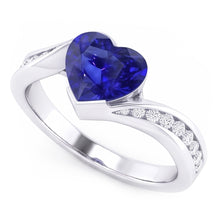 Afbeelding in Gallery-weergave laden, Dames Hart Edelsteen Ceylon Sapphire Ring Spanning Stijl 3 Karaat
