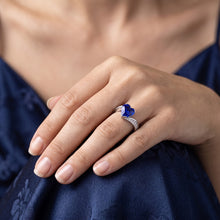 Afbeelding in Gallery-weergave laden, Dames Hart Edelsteen Ceylon Sapphire Ring Spanning Stijl 3 Karaat
