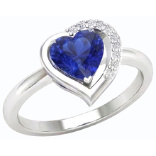 Afbeelding in Gallery-weergave laden, Dames Hart Edelsteen Ring Blauwe Saffier 2 Karaat Prong Set Diamanten
